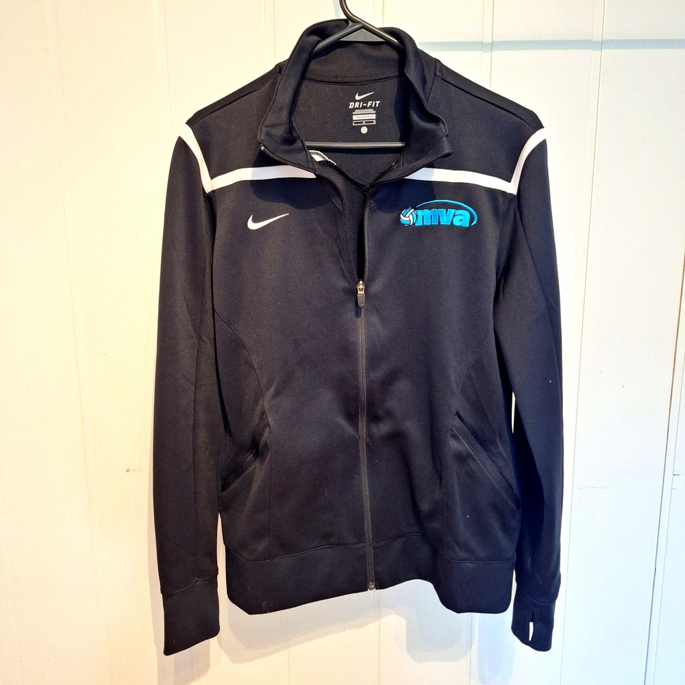 Nike Men's Black Performance Jacket with Blue Accents Dri-Fit Size L Pockets LNC - Picture 1 of 3